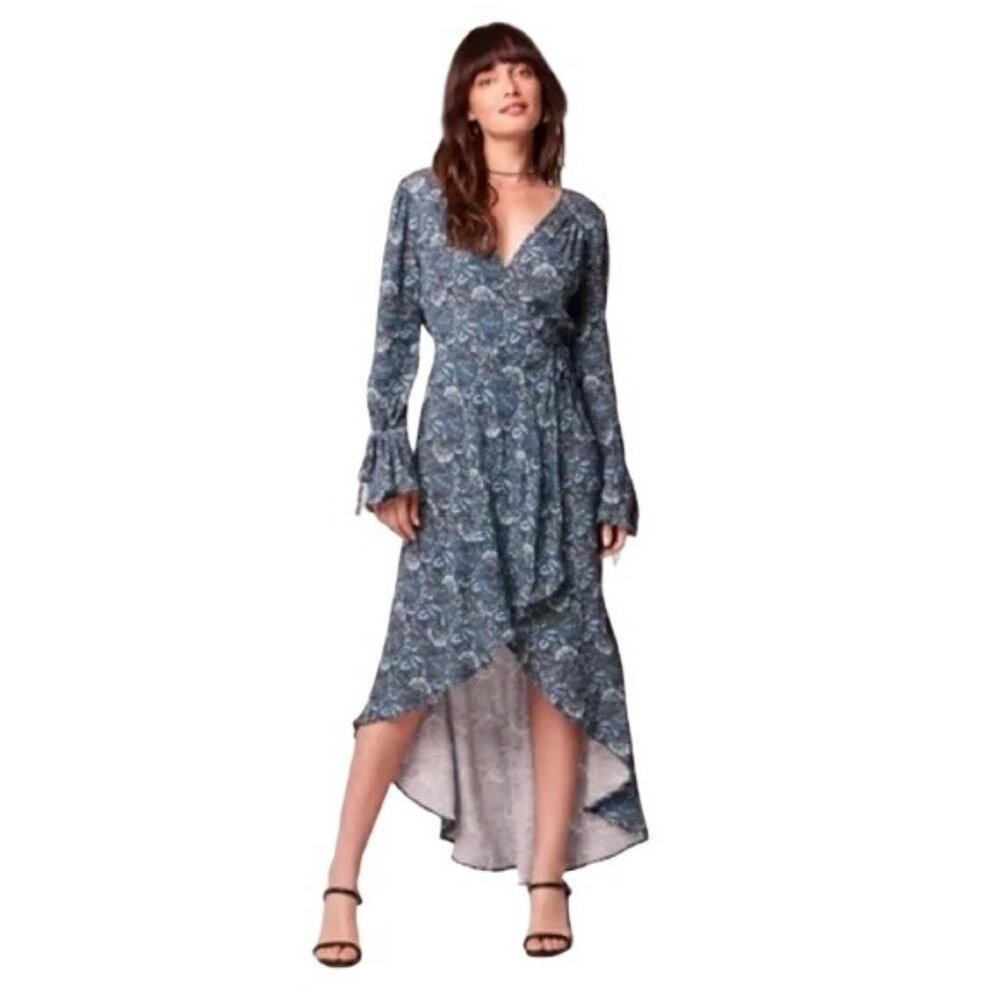 Elegant Blue Floral Midi Dress